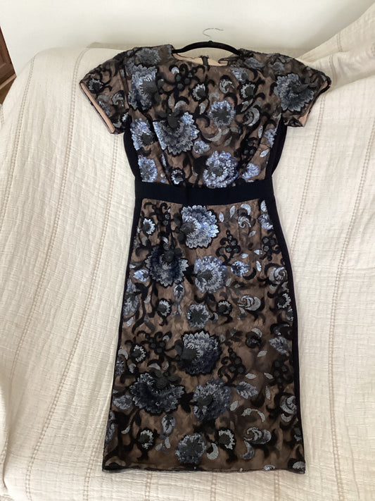 BCBGMAXAZARIA Kristen sequin lace sheath dress s(02)