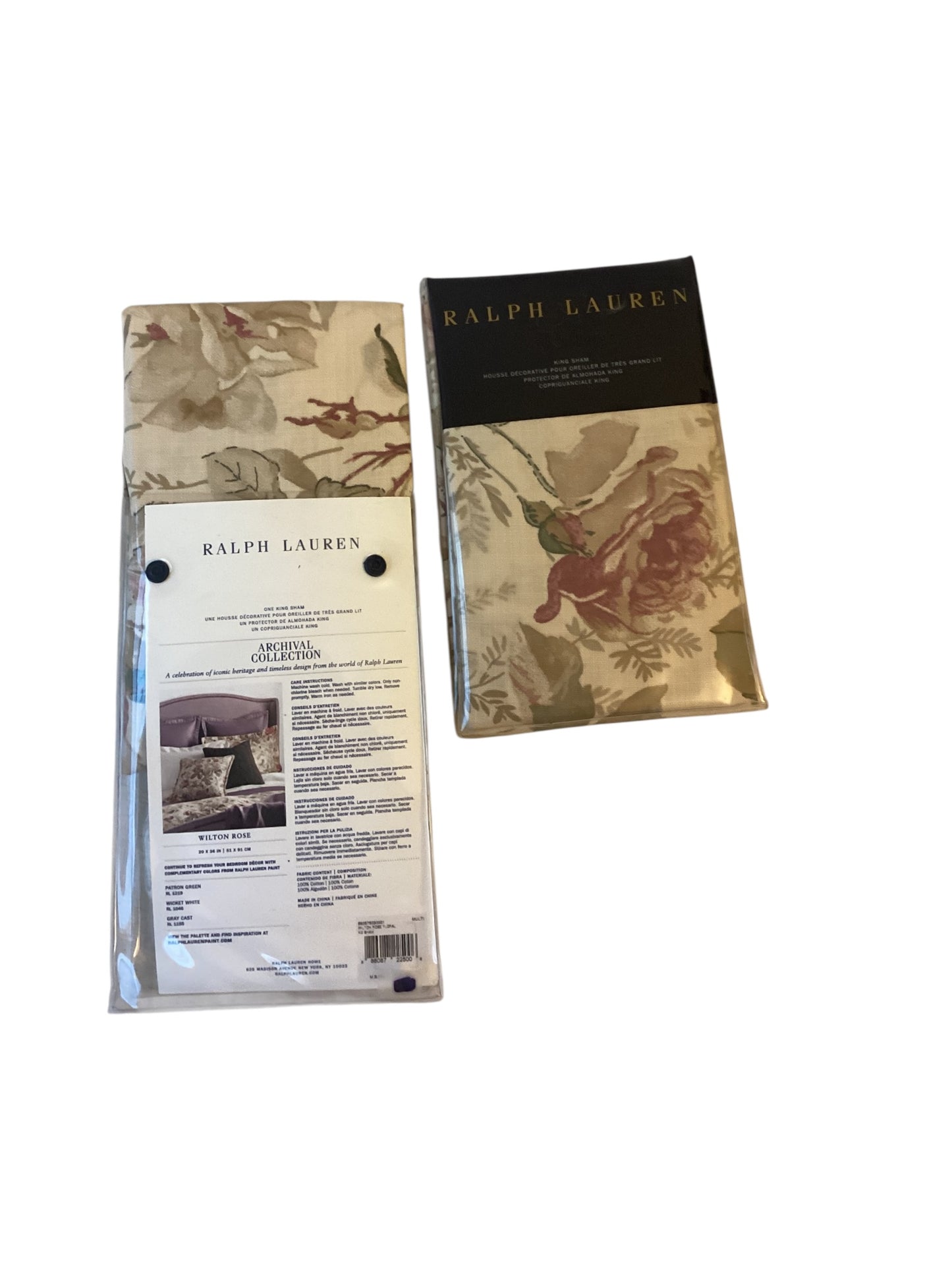 Ralph Lauren Wilton Rose King Pillow Shams | Archival Collection Floral Bedding Set 20x36