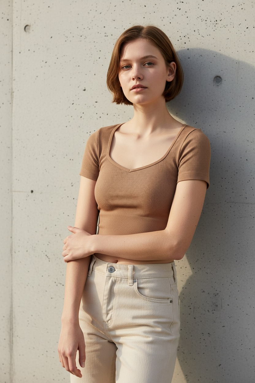 Nikibiki Herringbone Crop Top Women’s Seamless Stretch Knit Tank | Ribbed Textured Layering Top Size Small