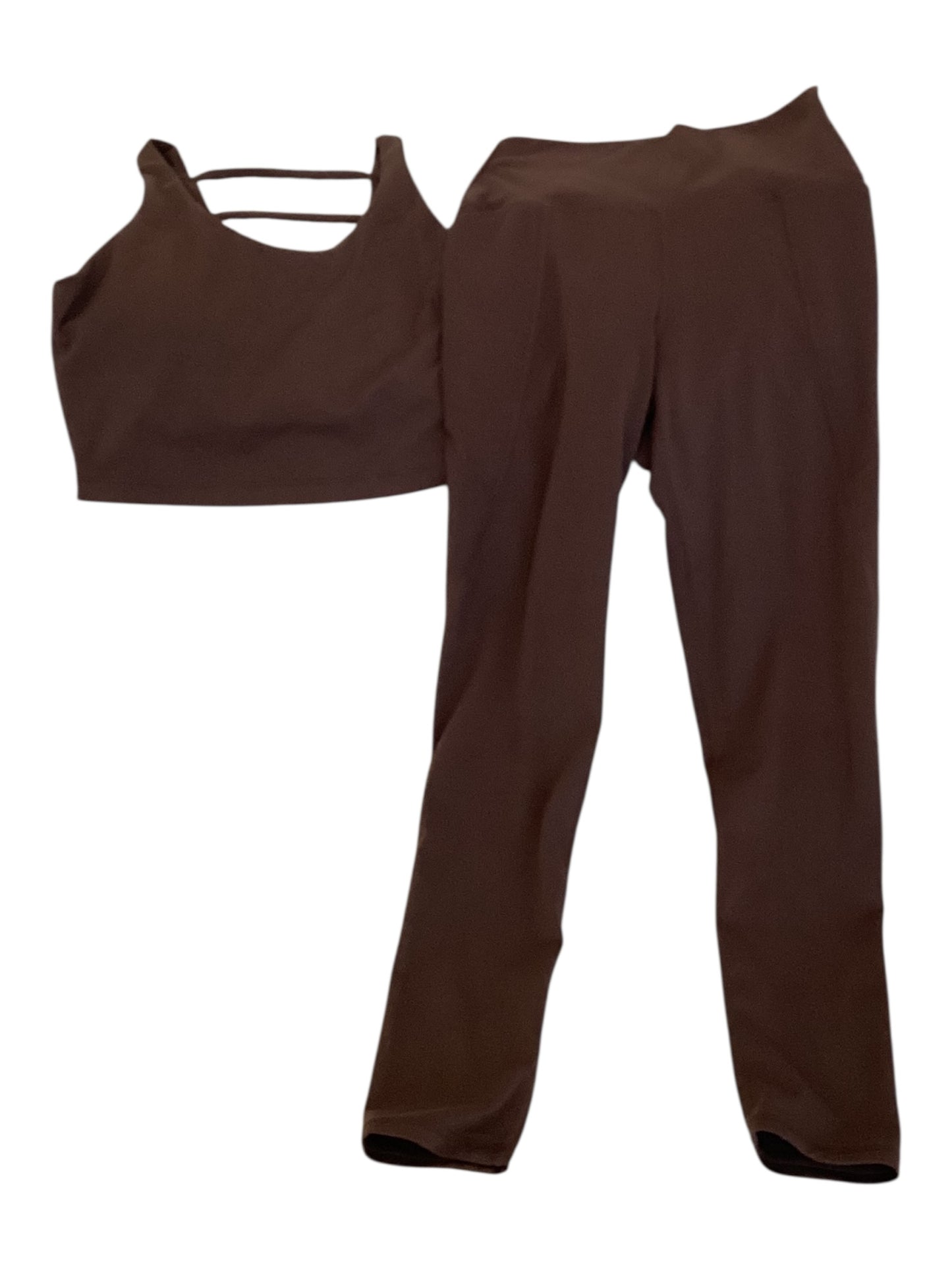 Women’s Mono B Activewear Set – Brown Leggings (Small) & Sports Bra Top (Medium) | Athleisure Workout Outfit