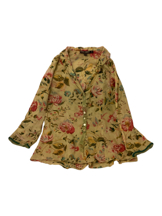 Women’s Little Journeys Chicago Vintage Style Floral Shirt – Green– Size Medium