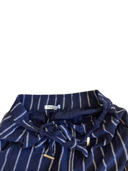 DEX Linen Shorts Women’s Medium Navy & White Striped