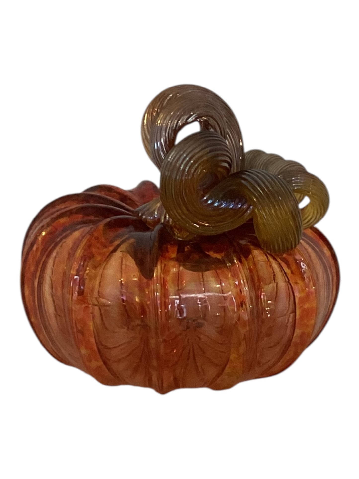 Hand Blown Glass Pumpkin – Iridescent Decorative Fall Harvest Décor | Elegant Home Accent