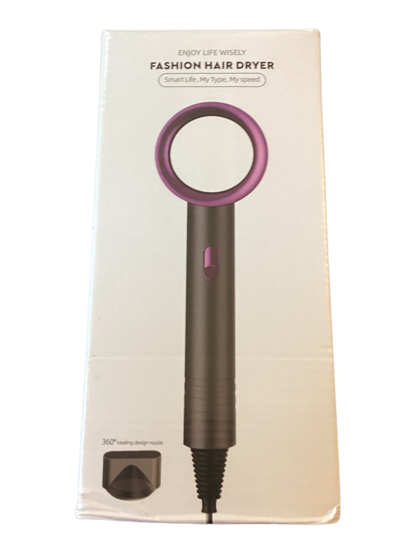 Fashion 360° Rotating Hair Dryer – Purple & Black Professional Styling Blow Dryer | Lightweight Fast Dry Hair Tool