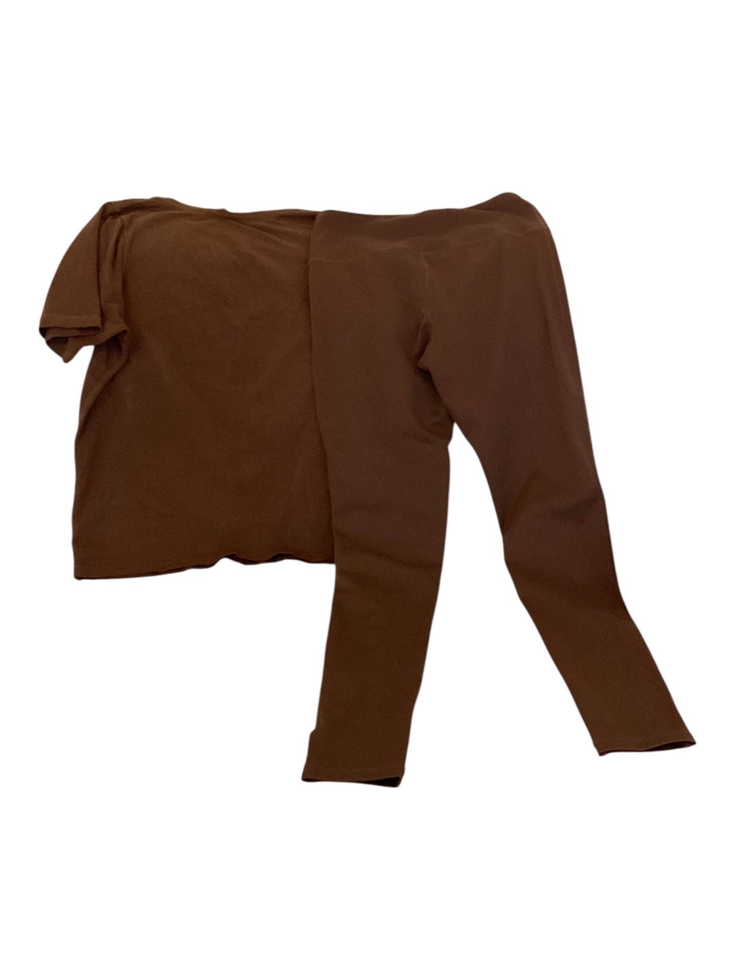 Women’s Mono B Brown Workout Set – Leggings & T-Shirt | Size Small | Athleisure Activewear Outfit