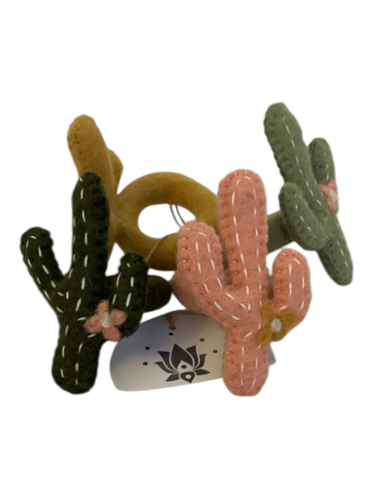 Global Groove Life Handmade Felted Wool Cactus Napkin Rings | Set of 4 | Fair Trade Nepal