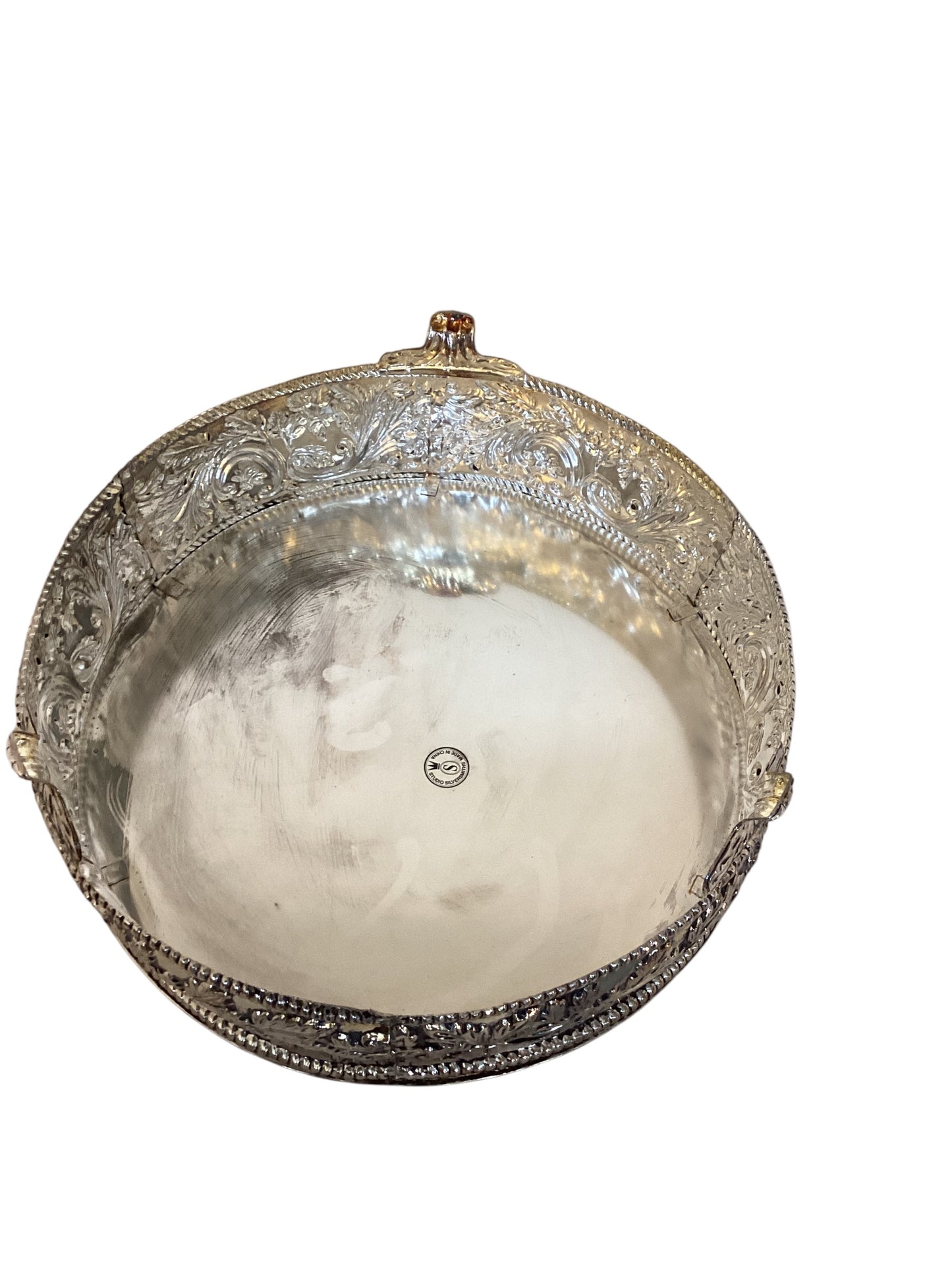 Studio Silversmiths Silver-Plated Mirror Cake Platter 12” | Elegant Serving Tray