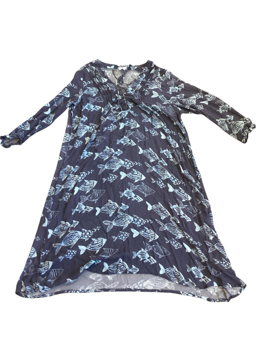 HIHO Fish Print Dress Gray - Blue & Light Green Size M
