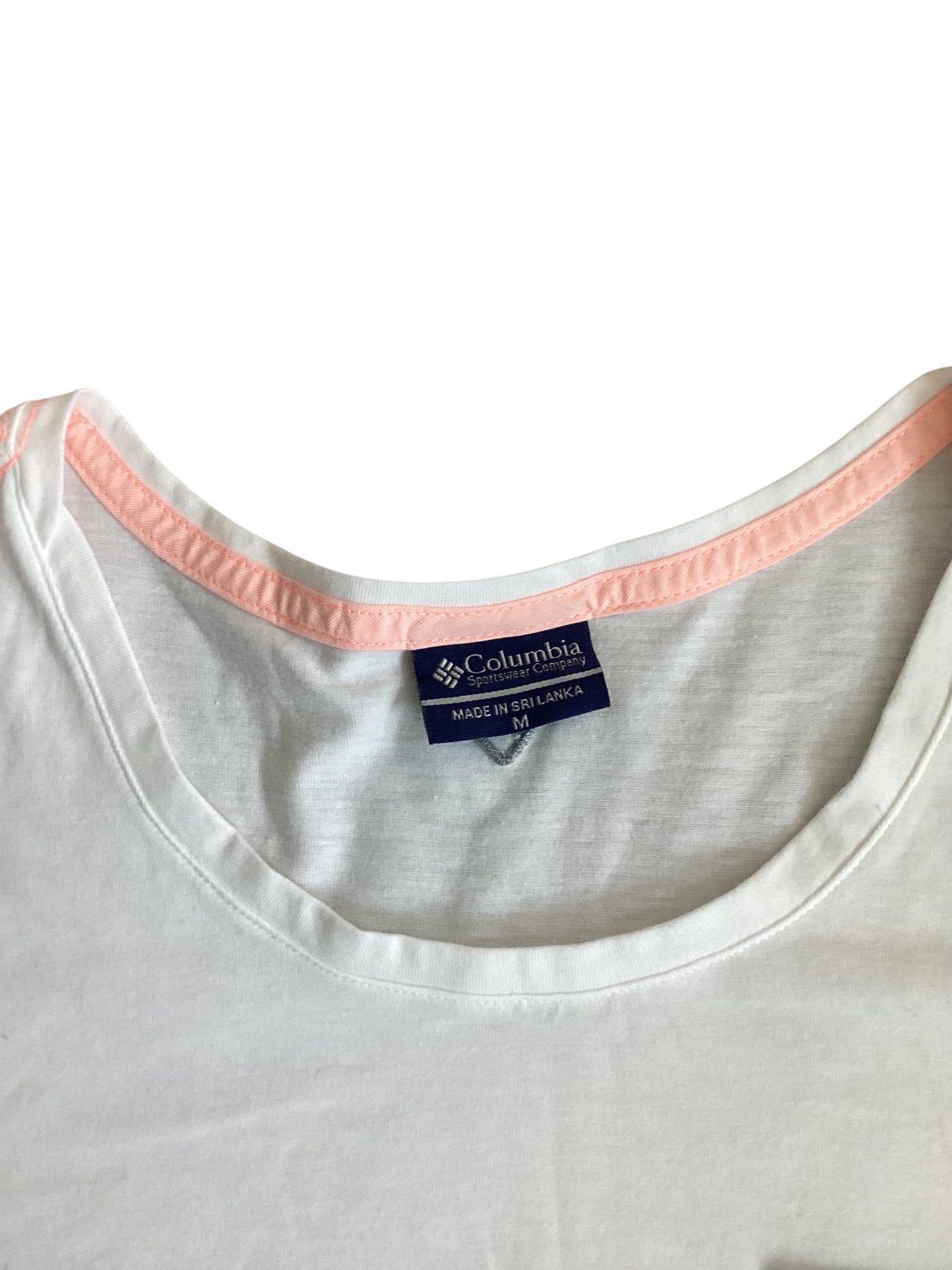 Columbia Sportswear Women’s White Shirt with Blue Patch – Size Medium