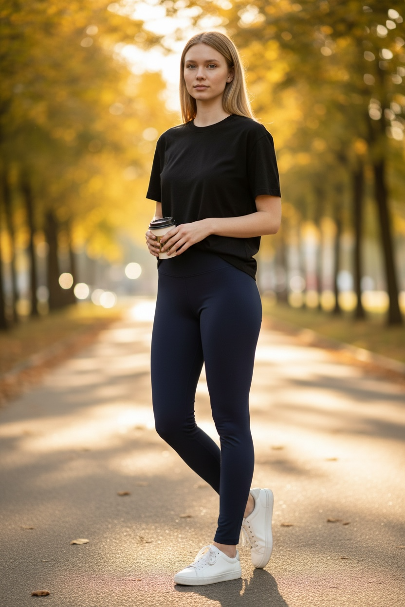 White Birch Women’s Black Leggings Stretch High Rise Casual Athletic Everyday Pants