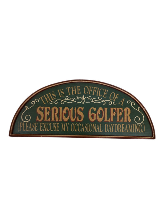 3D Painted Wooden Golf Clubhouse Wall Hanging – “This Is the Office of a Serious Golfer” Rustic Golf Decor Sign