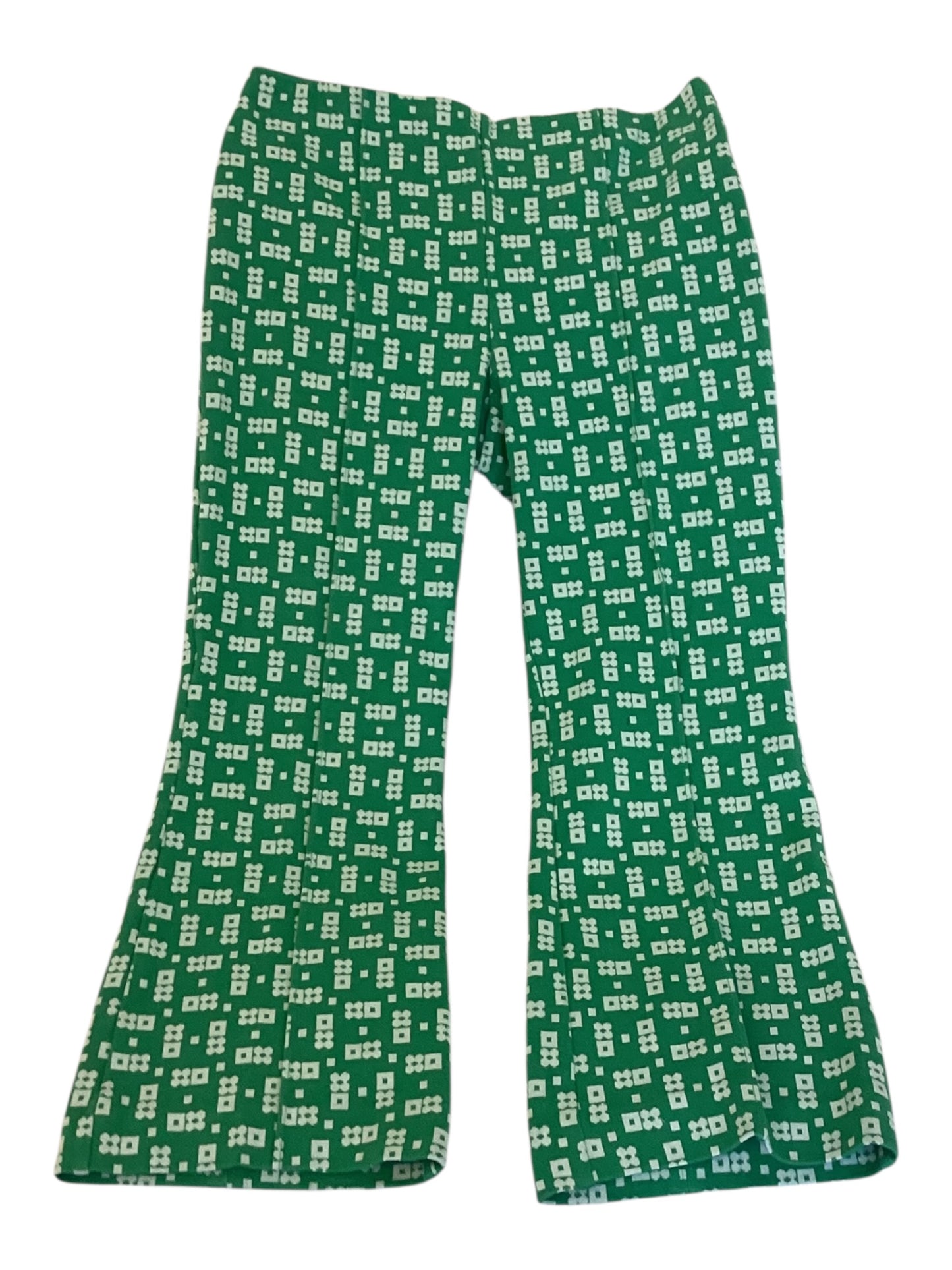 Maeve by Anthropologie “The Margot” Cropped Kick Flare Pants – Women’s Size Medium – Green Pattern