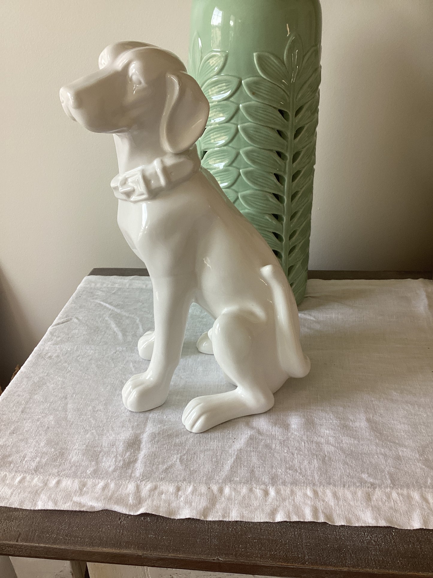 Urban Trends Ceramic Sitting Dog White(13H in)