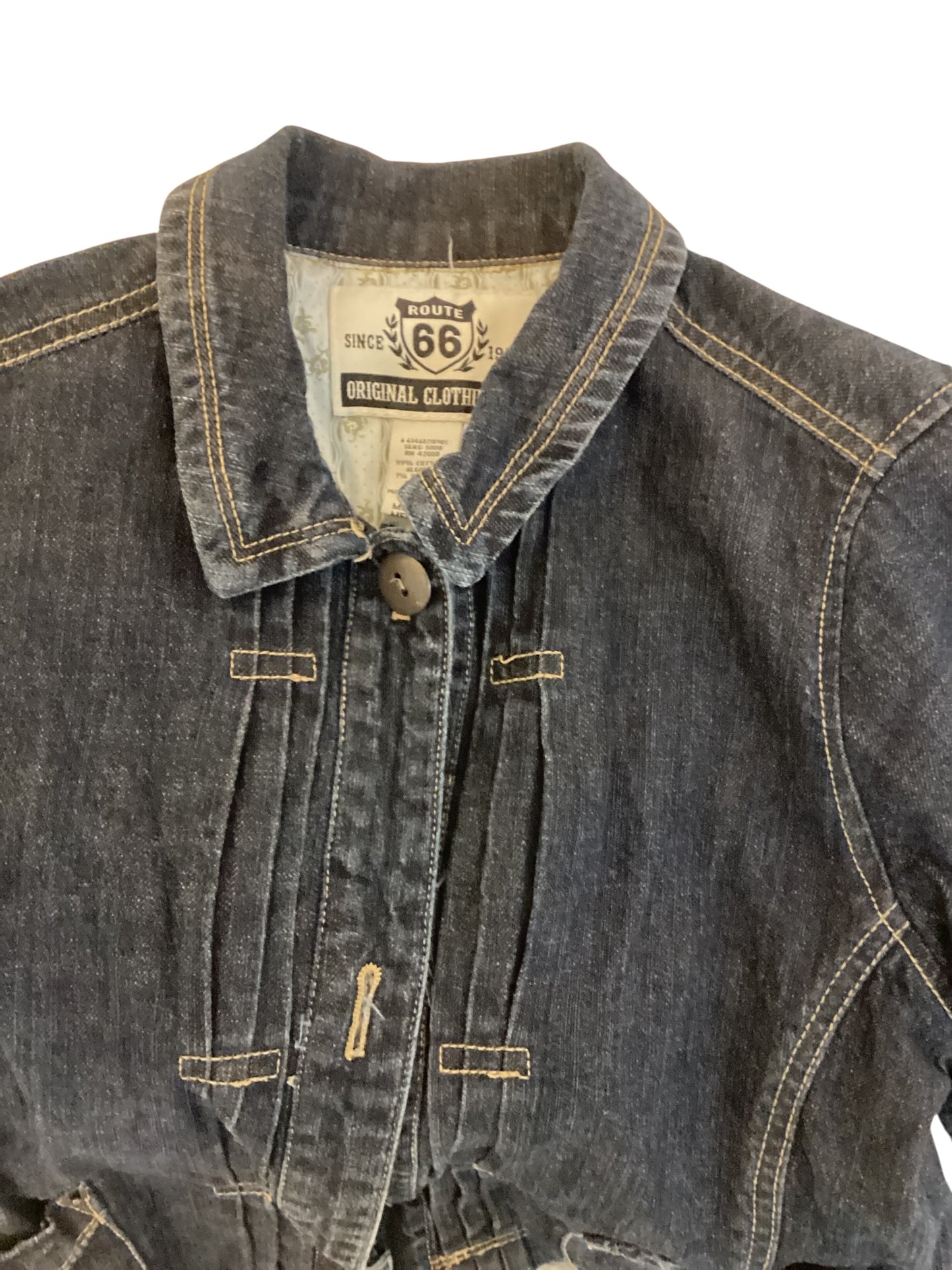 Women’s Route 66 Denim Jacket – Button-Up Jean Jacket | Size Medium | Classic Casual Layer