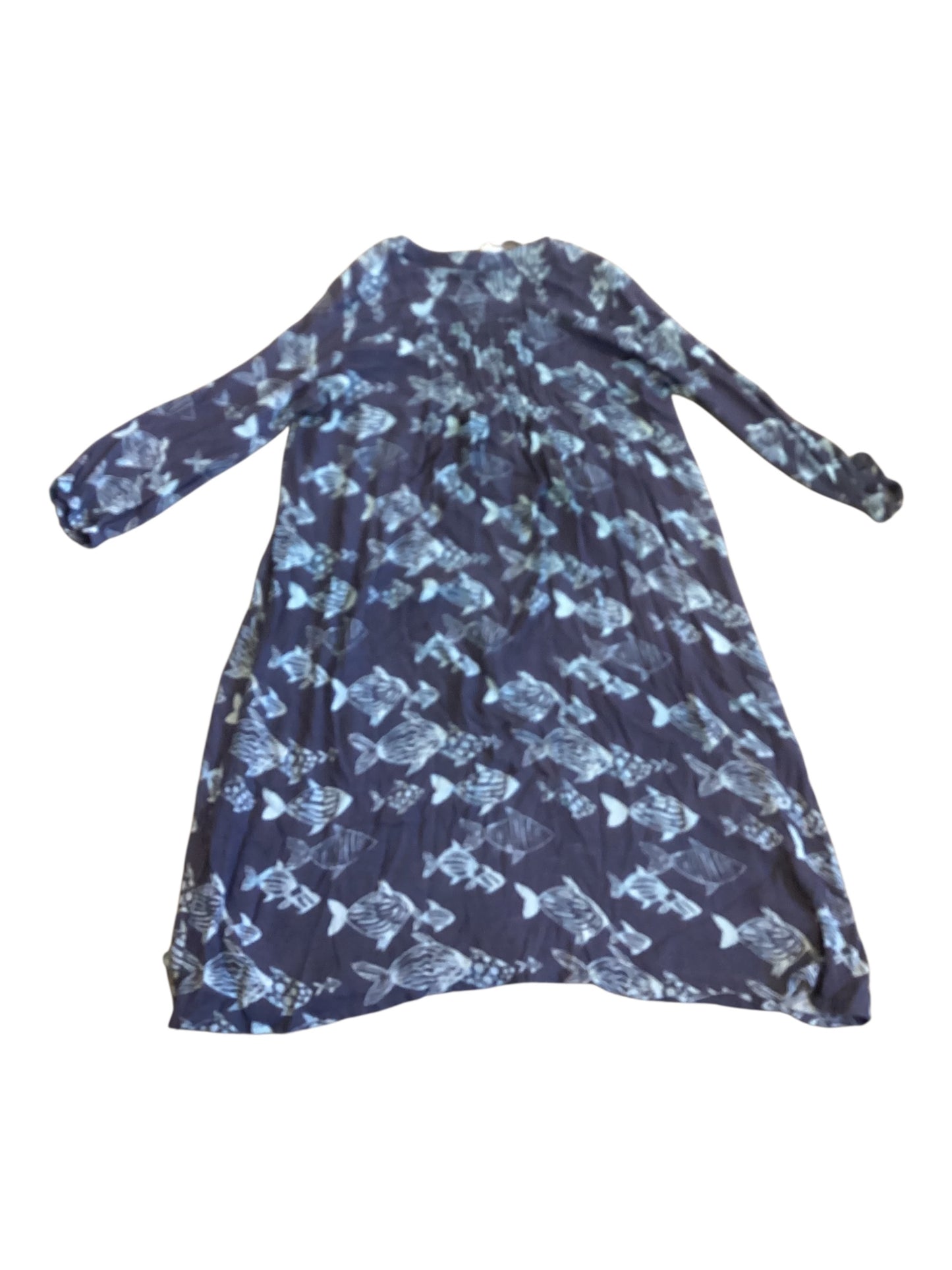 HIHO Fish Print Dress Gray - Blue & Light Green Size M