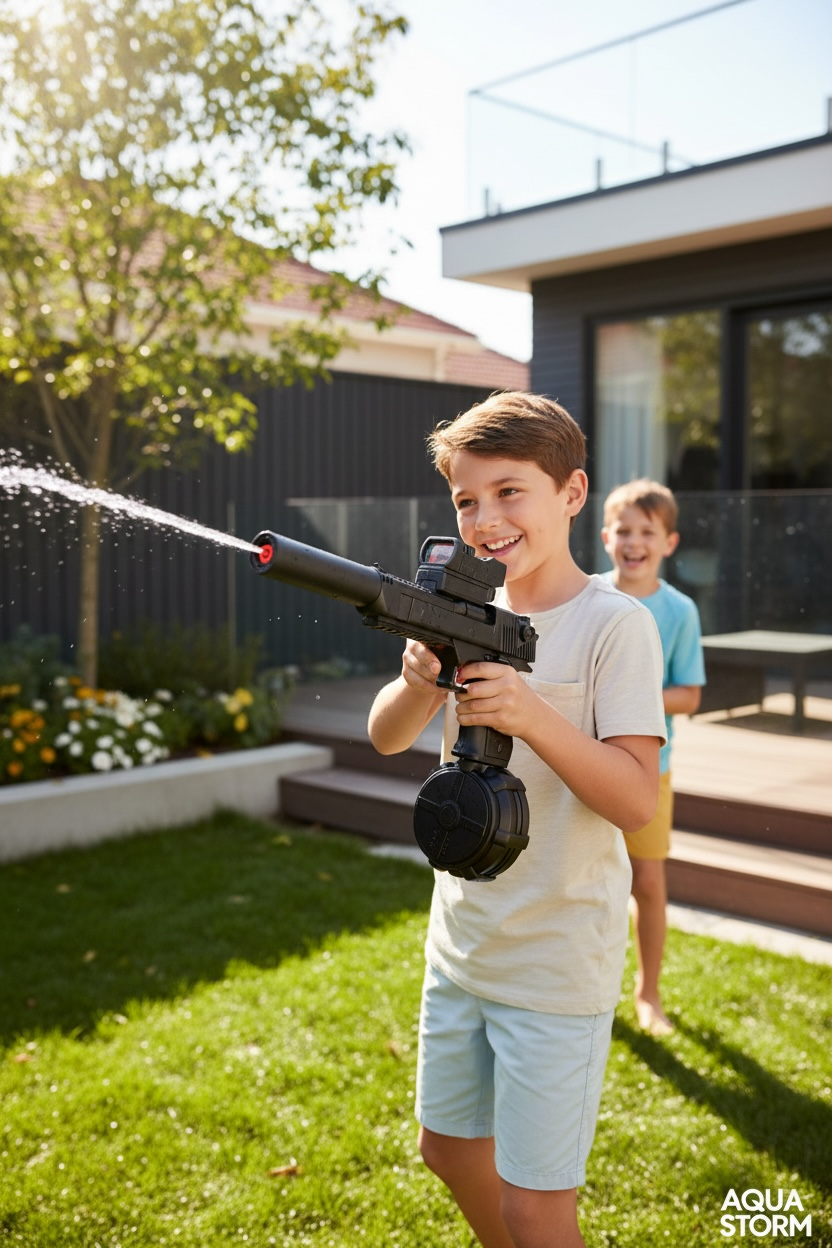 Electric Water Gun Blaster with LED Light Effects – Automatic Rechargeable Summer Water Toy for Kids & Outdoor Fun