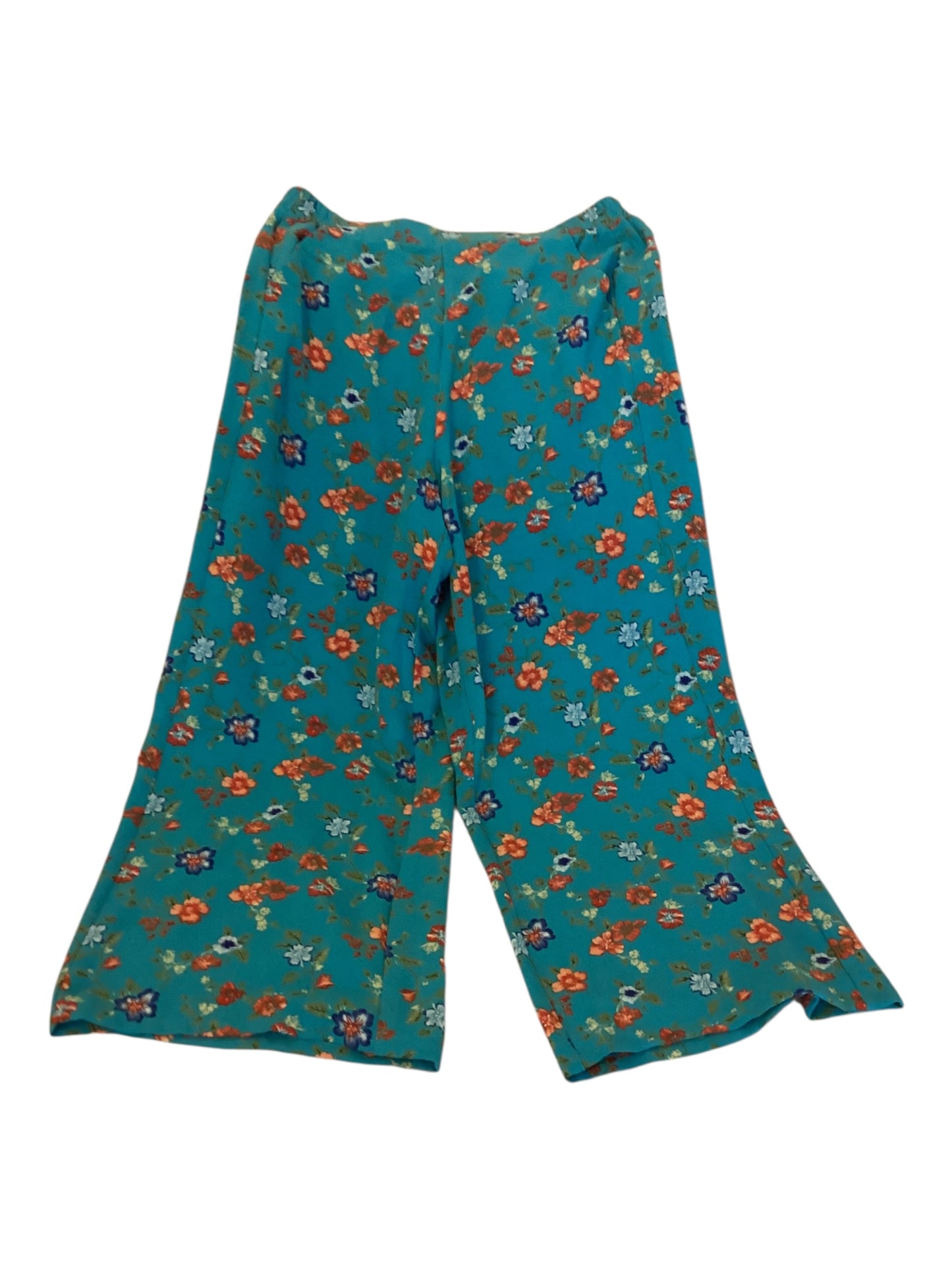 Women’s Iwollence High Waisted Wide Leg Flowy Pants Size M – Blue Floral Casual Boho Trousers