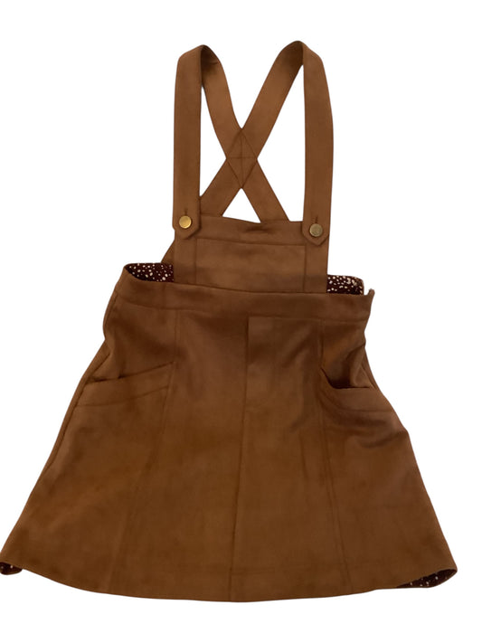 Women’s Small Faux Suede Overall Skirt by Kori | Soft Vegan Suede Pinafore Dress | Trendy Layering Piece