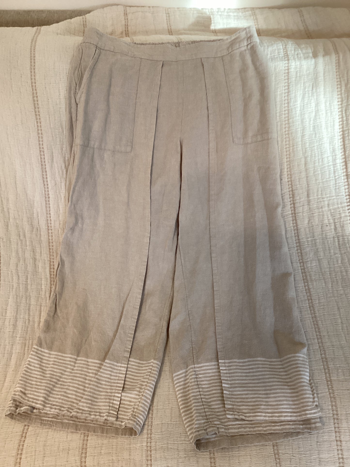 Purejill linen blend pants wide leg (M)