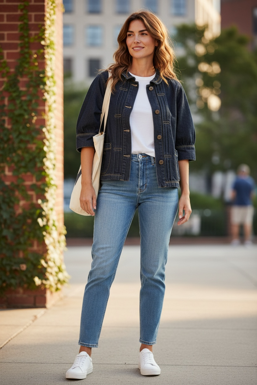 Women’s Route 66 Denim Jacket – Button-Up Jean Jacket | Size Medium | Classic Casual Layer