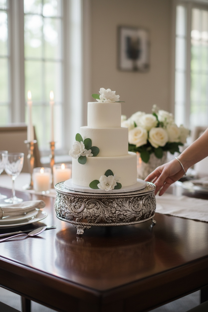 Studio Silversmiths Silver-Plated Mirror Cake Platter 12” | Elegant Serving Tray