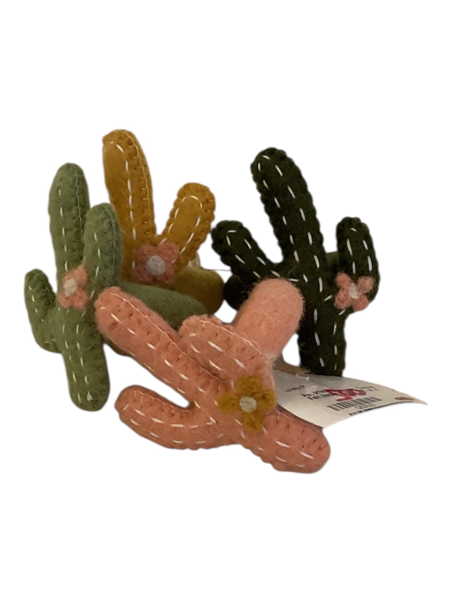 Global Groove Life Handmade Felted Wool Cactus Napkin Rings | Set of 4 | Fair Trade Nepal