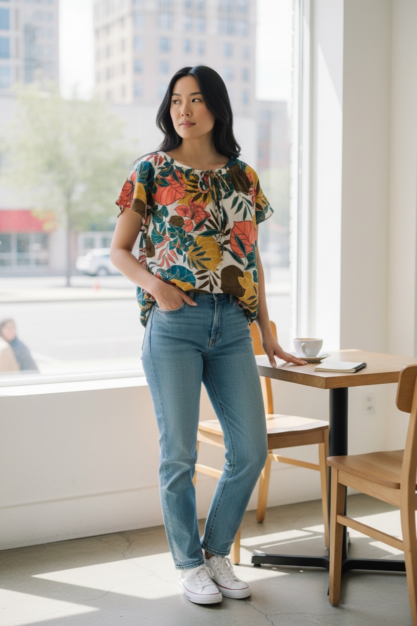 Liz Claiborne Women’s Floral Print Short Sleeve Blouse Size PL