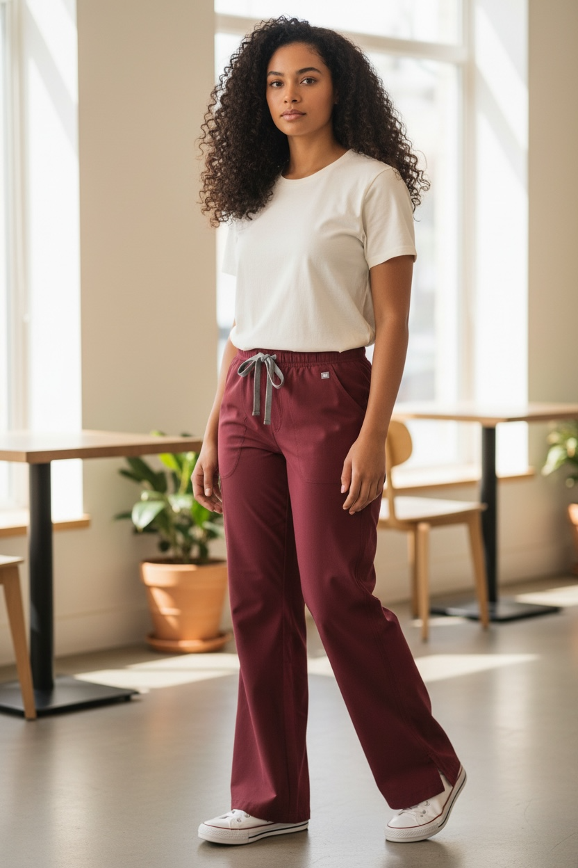 Women’s FIGS Technical Collection Scrub Pants Medium Burgundy – Performance Medical Wear | Preloved