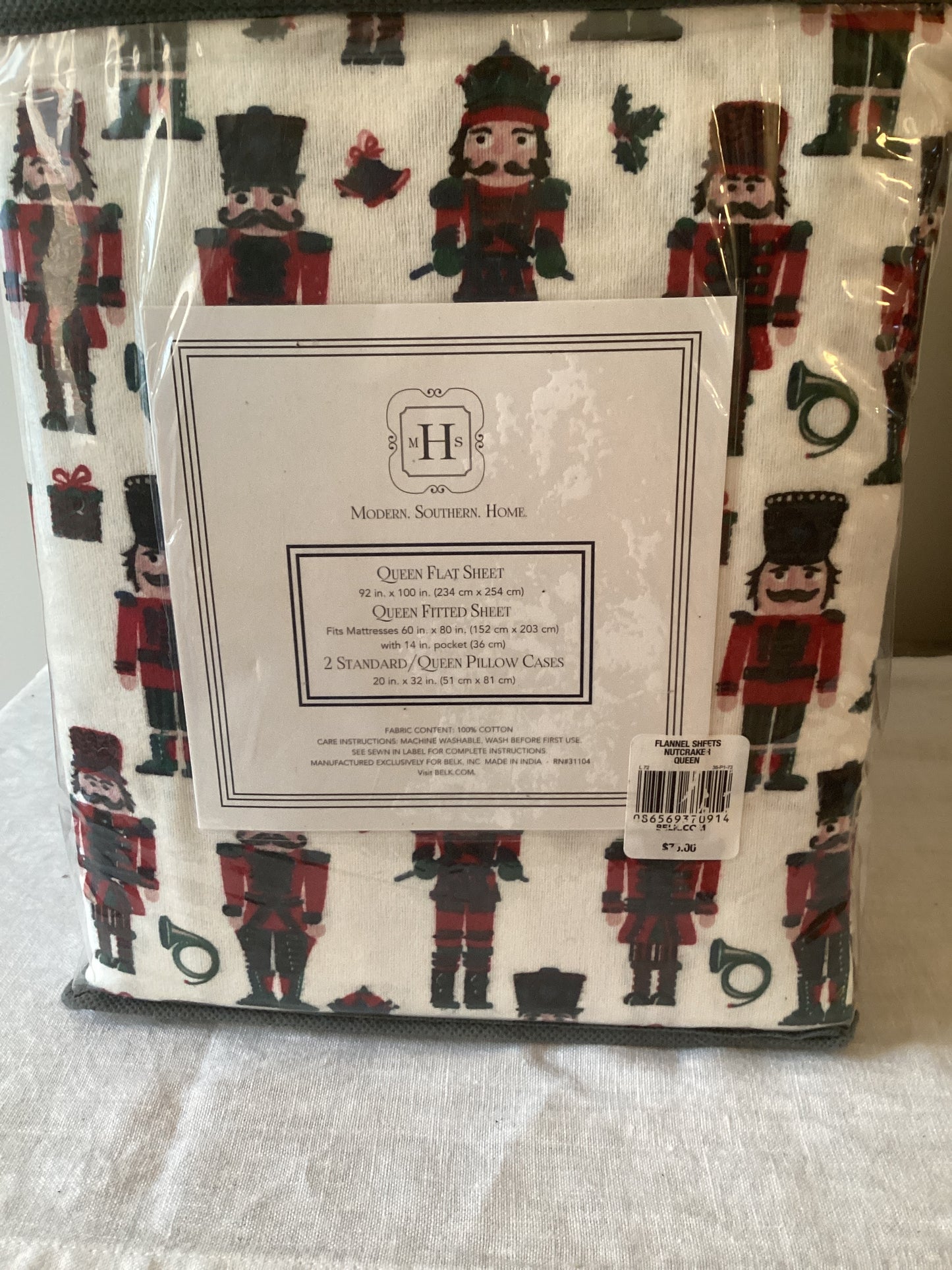 Modern Southern Home 100% Cotton Flannel Sheet Set (Nutcrackers)