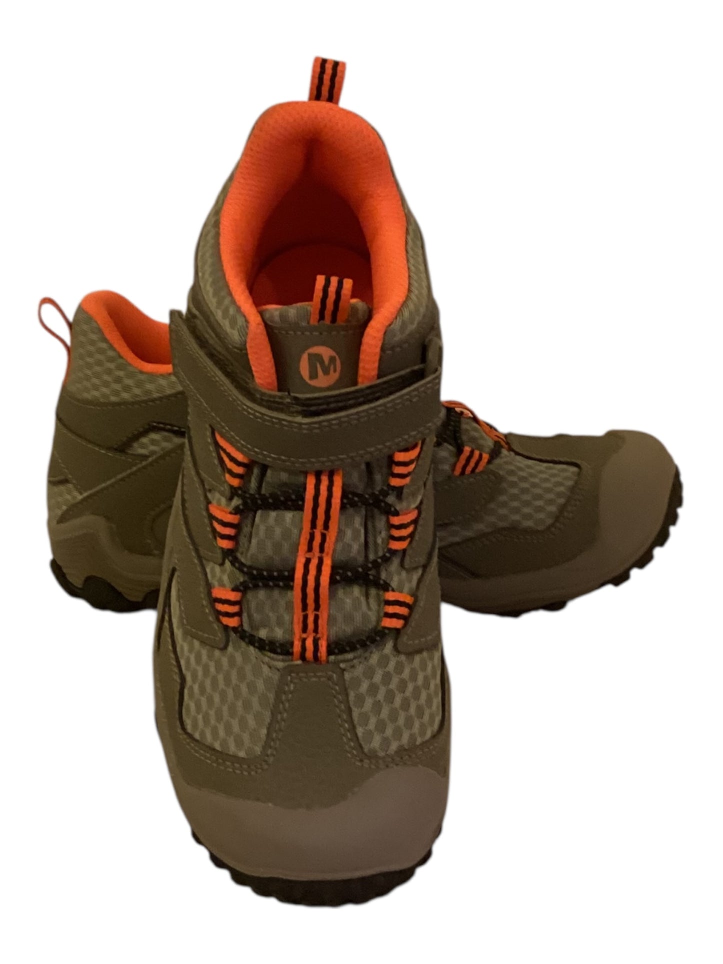 Kids Merrell Chameleon 7 Access Mid WTRPF Hiking Boots – Gray & Orange Unisex Size 3.5 Waterproof Outdoor Shoes