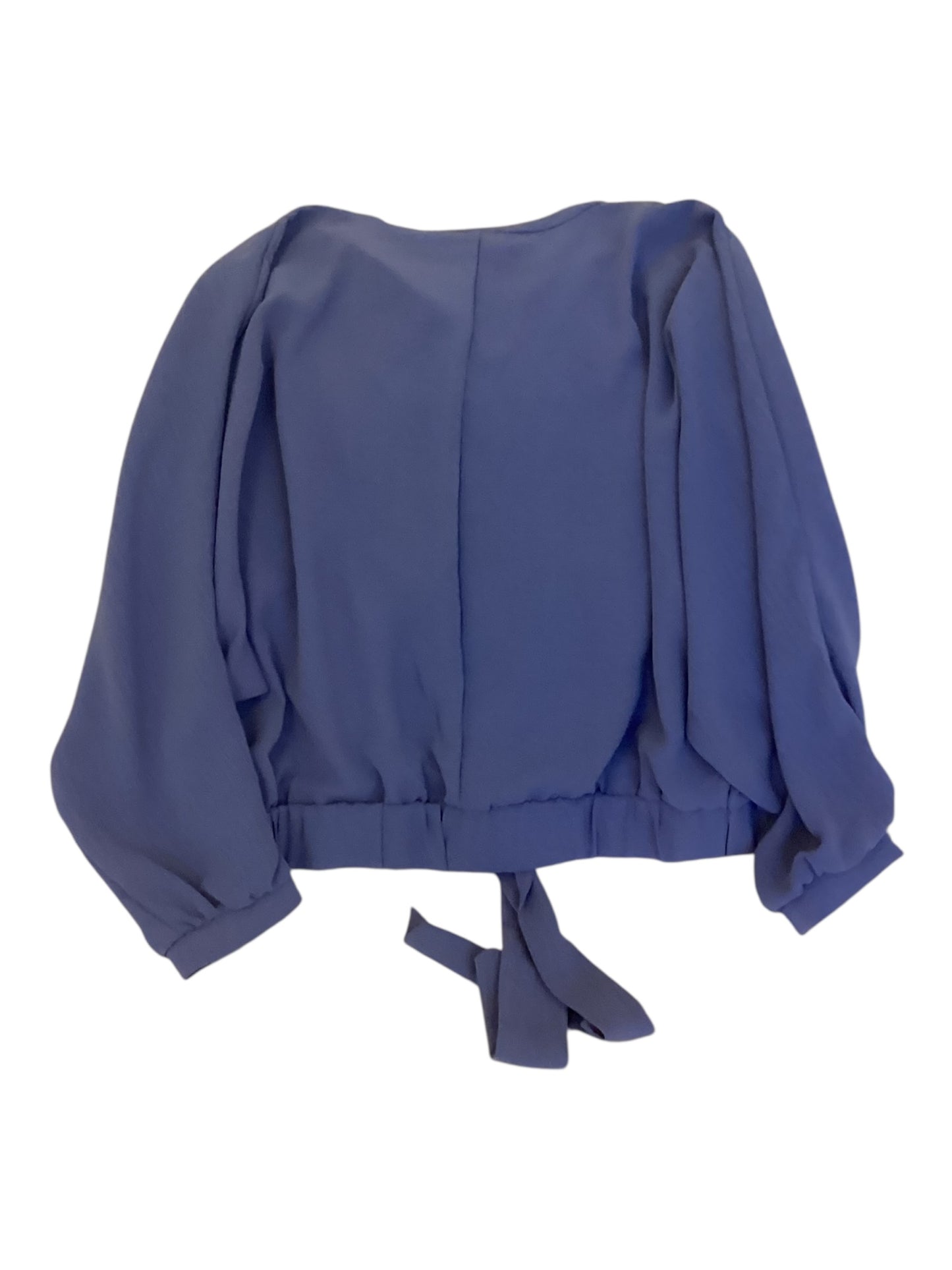 Women’s Chenault Surplus Long Sleeve Wrap Top – Blue | Size Medium | Classic Chic Blouse
