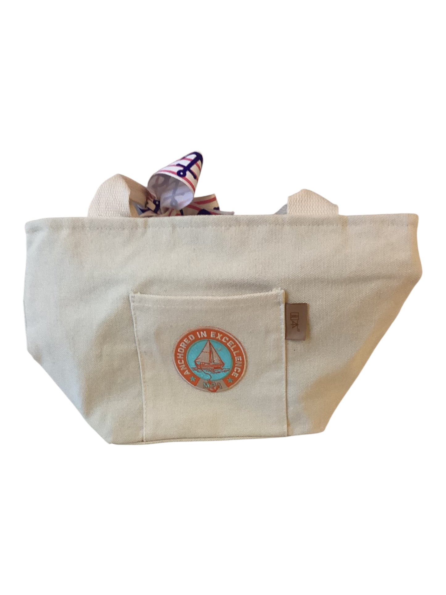 Small Canvas Tote Insulated Lunch Bag with Sailboat Patch | Nautical Reusable Lunch Cooler Bag