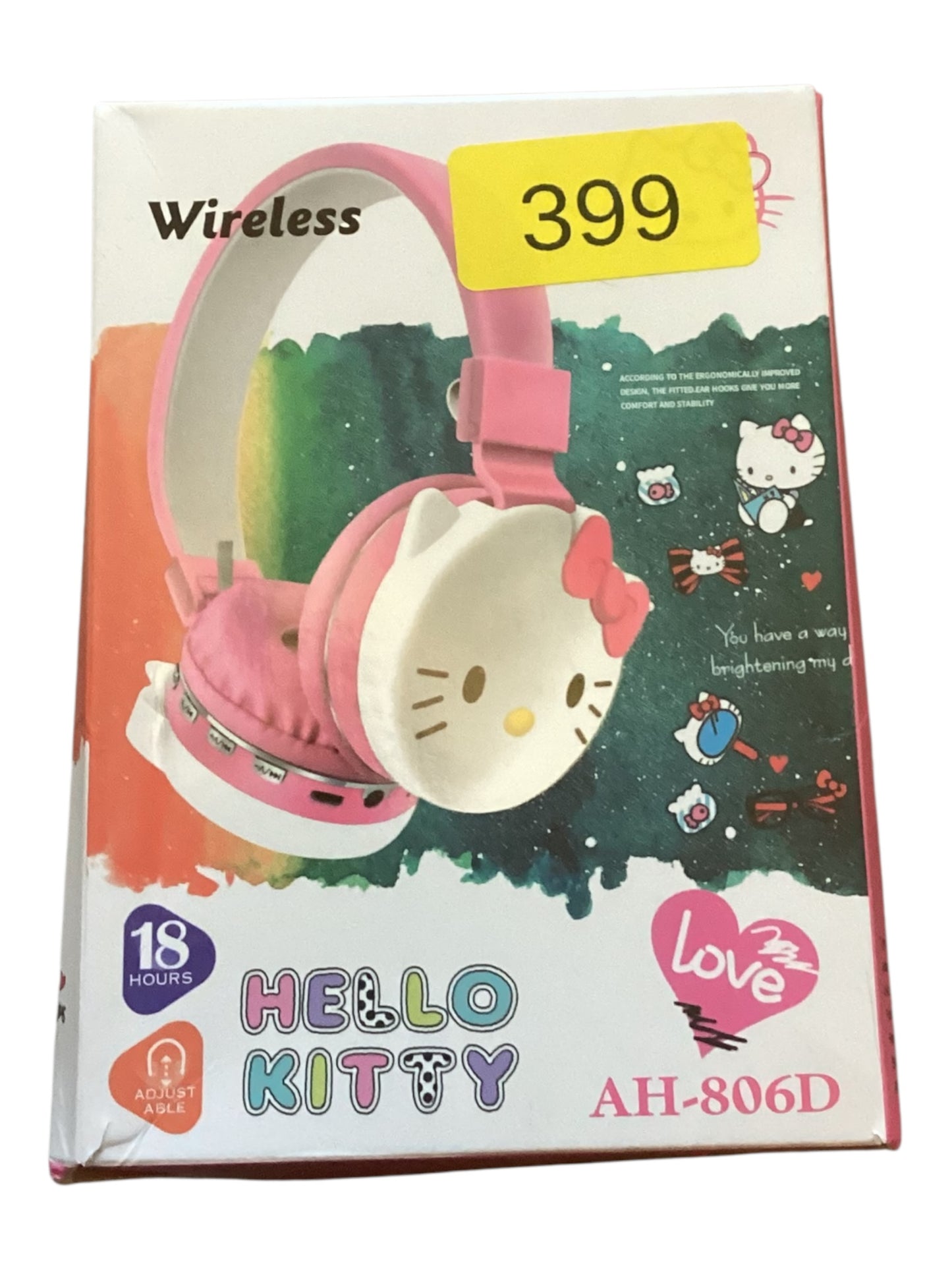 Hello Kitty AH-806D Wireless Bluetooth Headphones Pink & White | Adjustable Over-Ear Headset