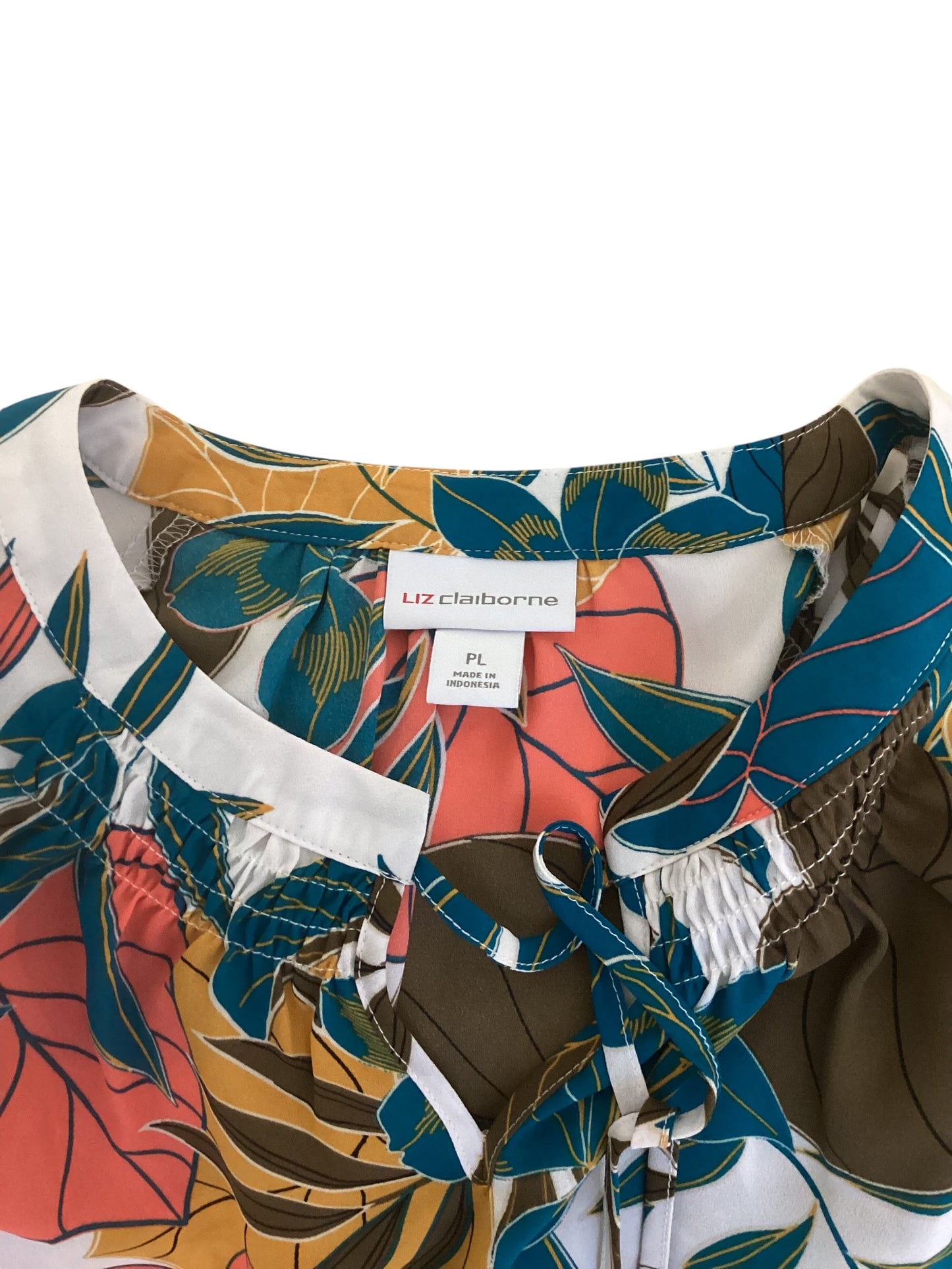 Liz Claiborne Women’s Floral Print Short Sleeve Blouse Size PL