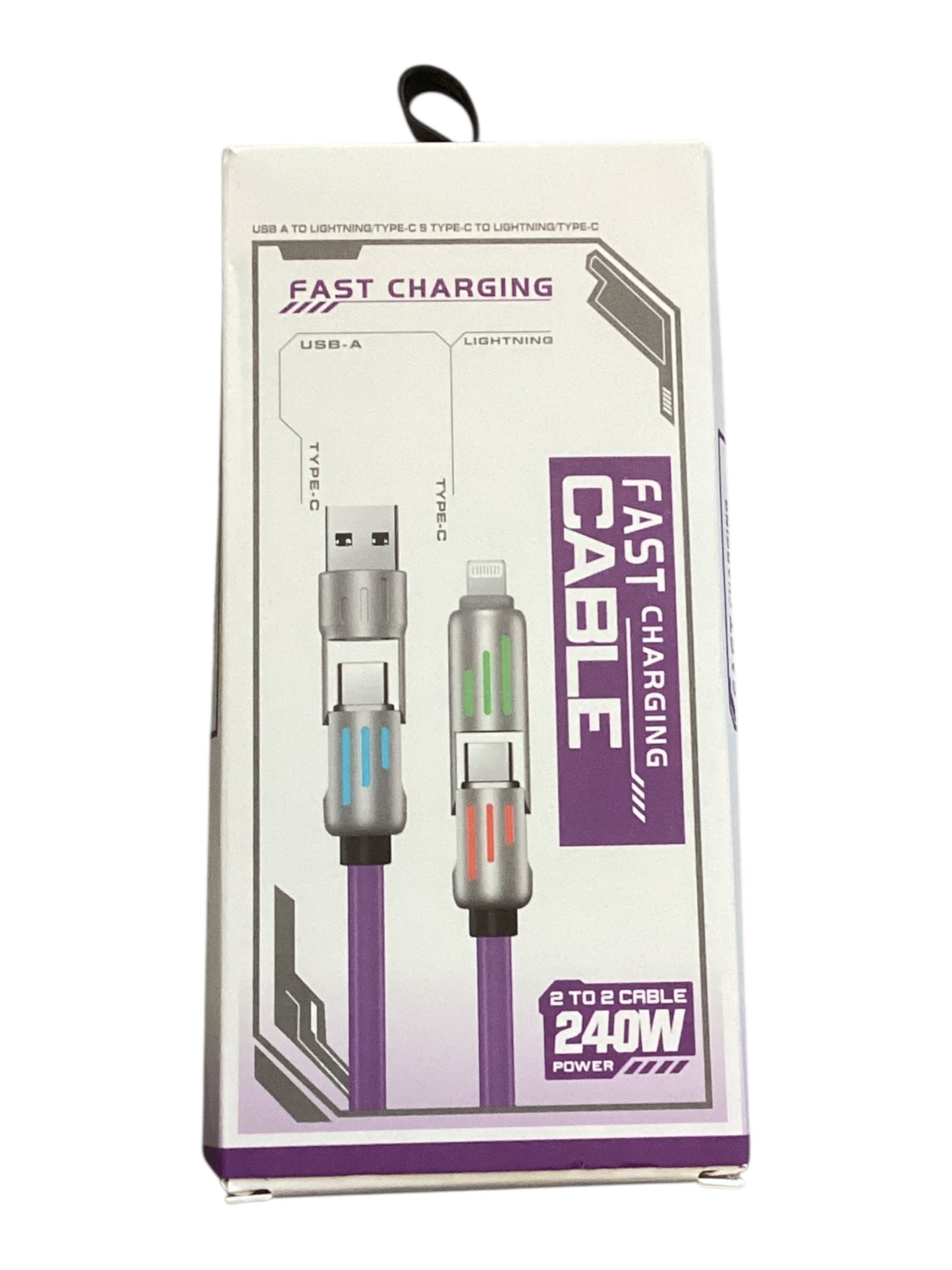 240W Fast Charger Cable 2-in-2 Short 4 Inch Charging Cord | High Speed Durable Power Cable