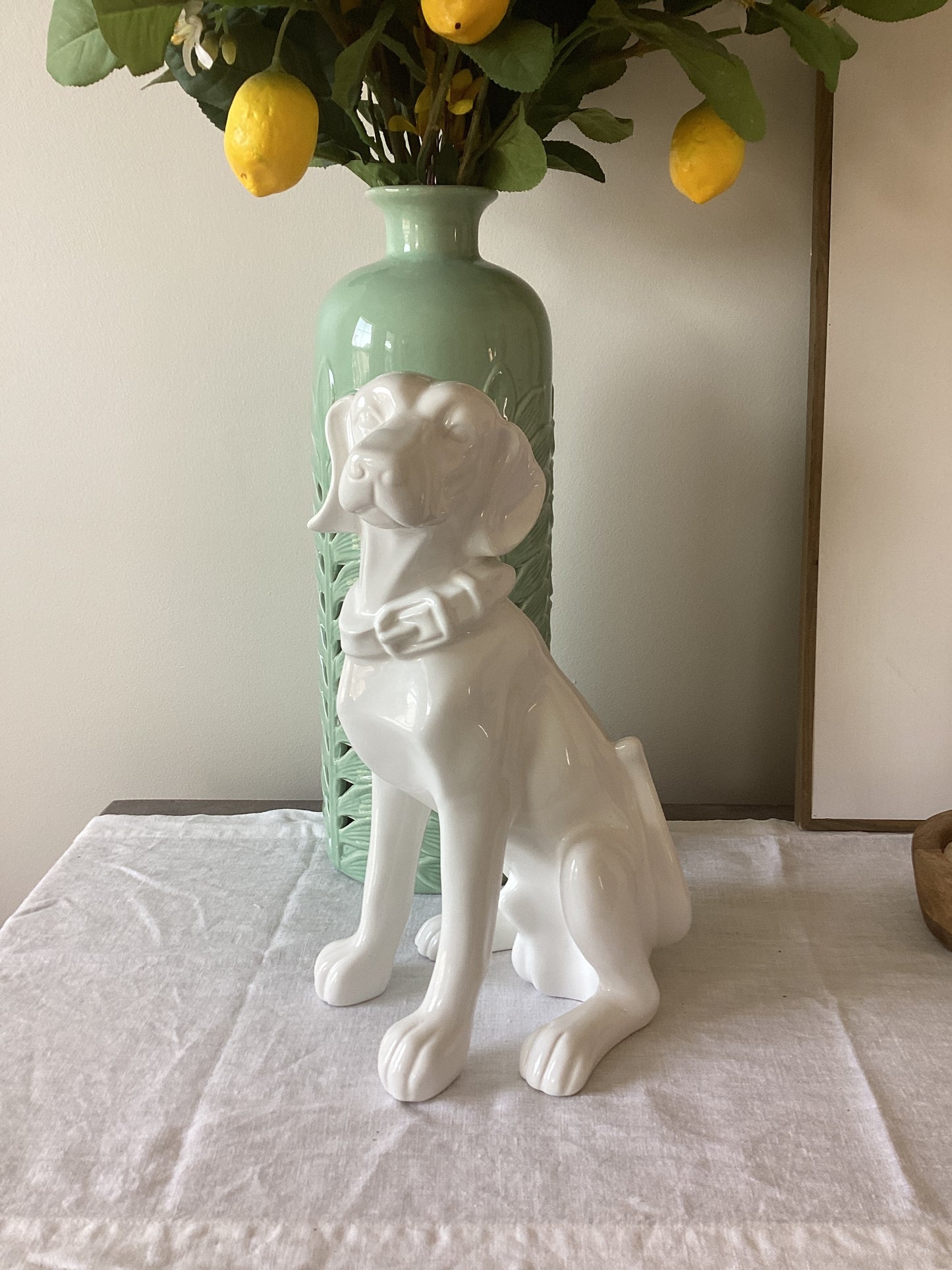 Urban Trends Ceramic Sitting Dog White(13H in)