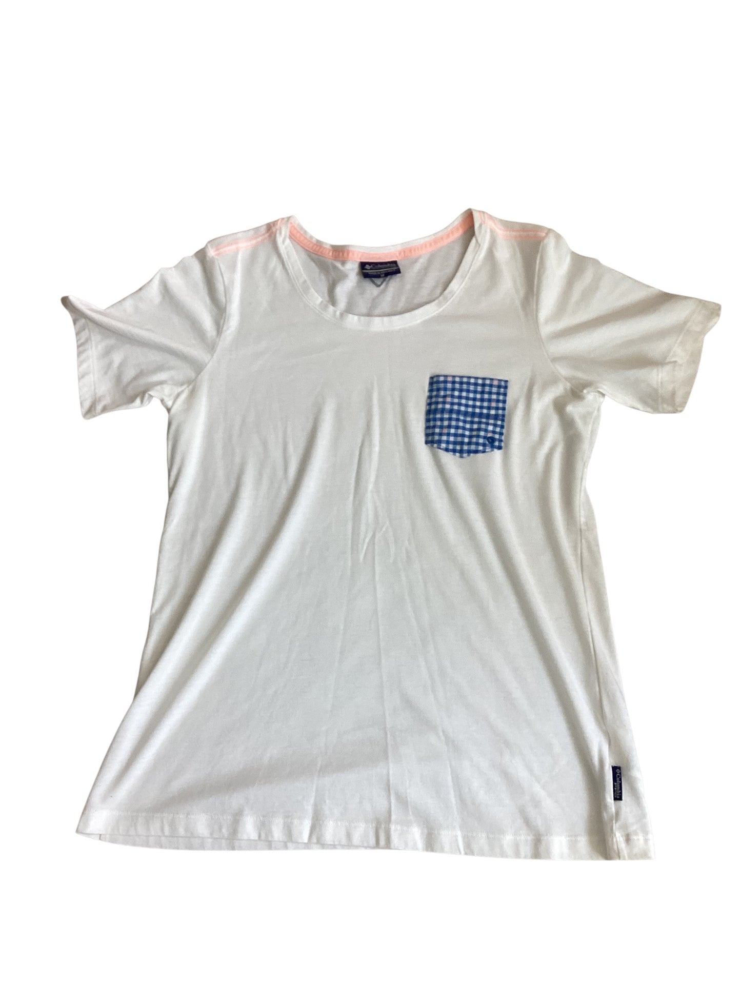 Columbia Sportswear Women’s White Shirt with Blue Patch – Size Medium