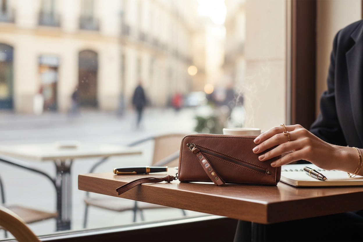 Free People Distressed Leather Wallet | Cognac Brown | Boho Vintage Style