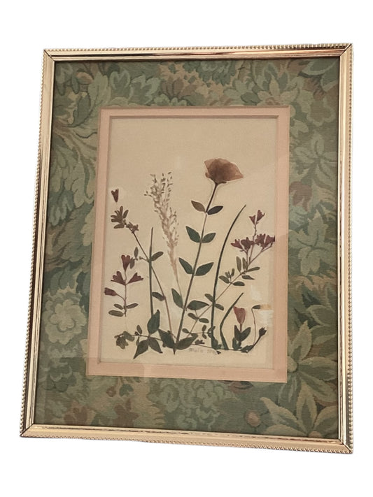 Vintage Muted Dried Flowers Wall Art – 10x8 Framed Home Décor Print