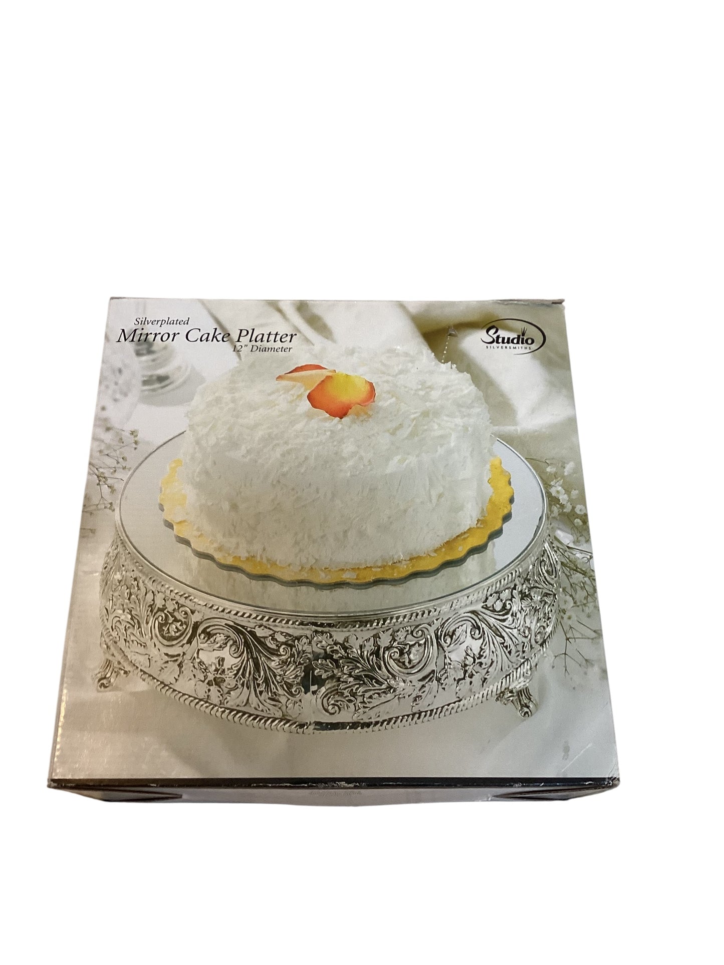 Studio Silversmiths Silver-Plated Mirror Cake Platter 12” | Elegant Serving Tray