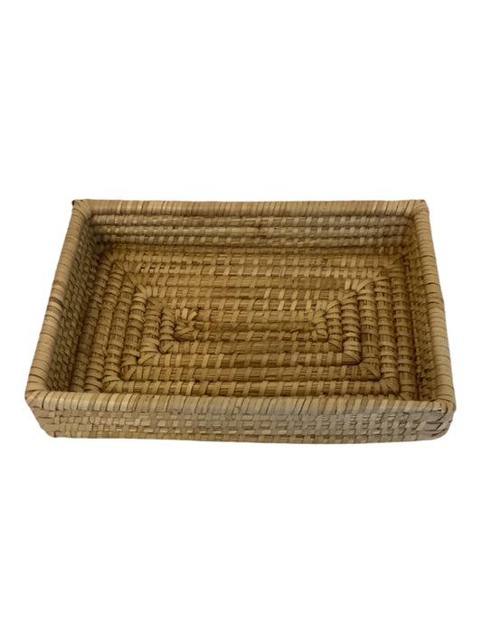 Vintage Seagrass Straw Rectangular Woven Tray – Handwoven Coastal Home Décor (13.5 Inch x10 Inch x 3Inch)