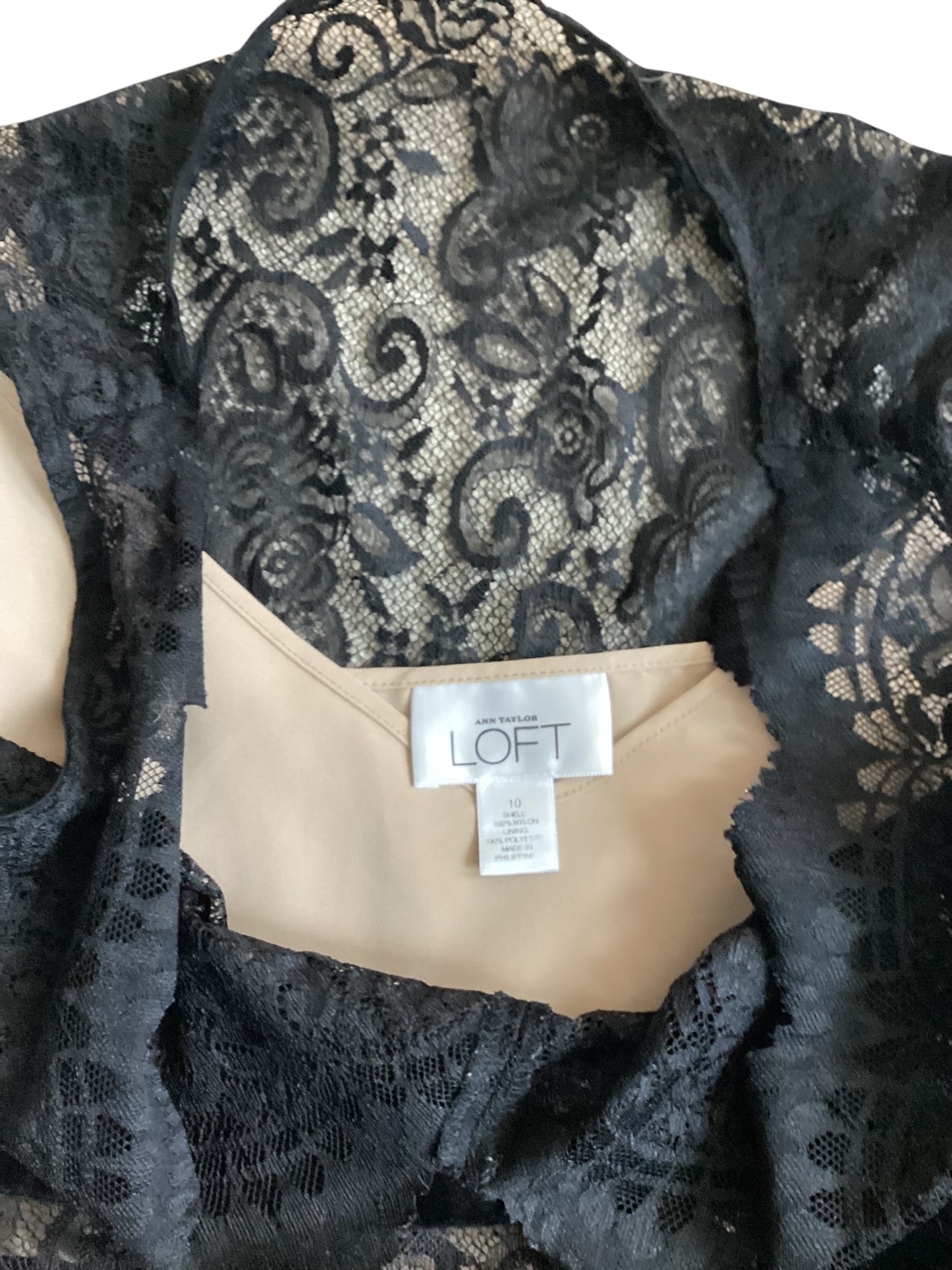 Ann Taylor LOFT Black Lace Sleeveless Top Women’s Size 10