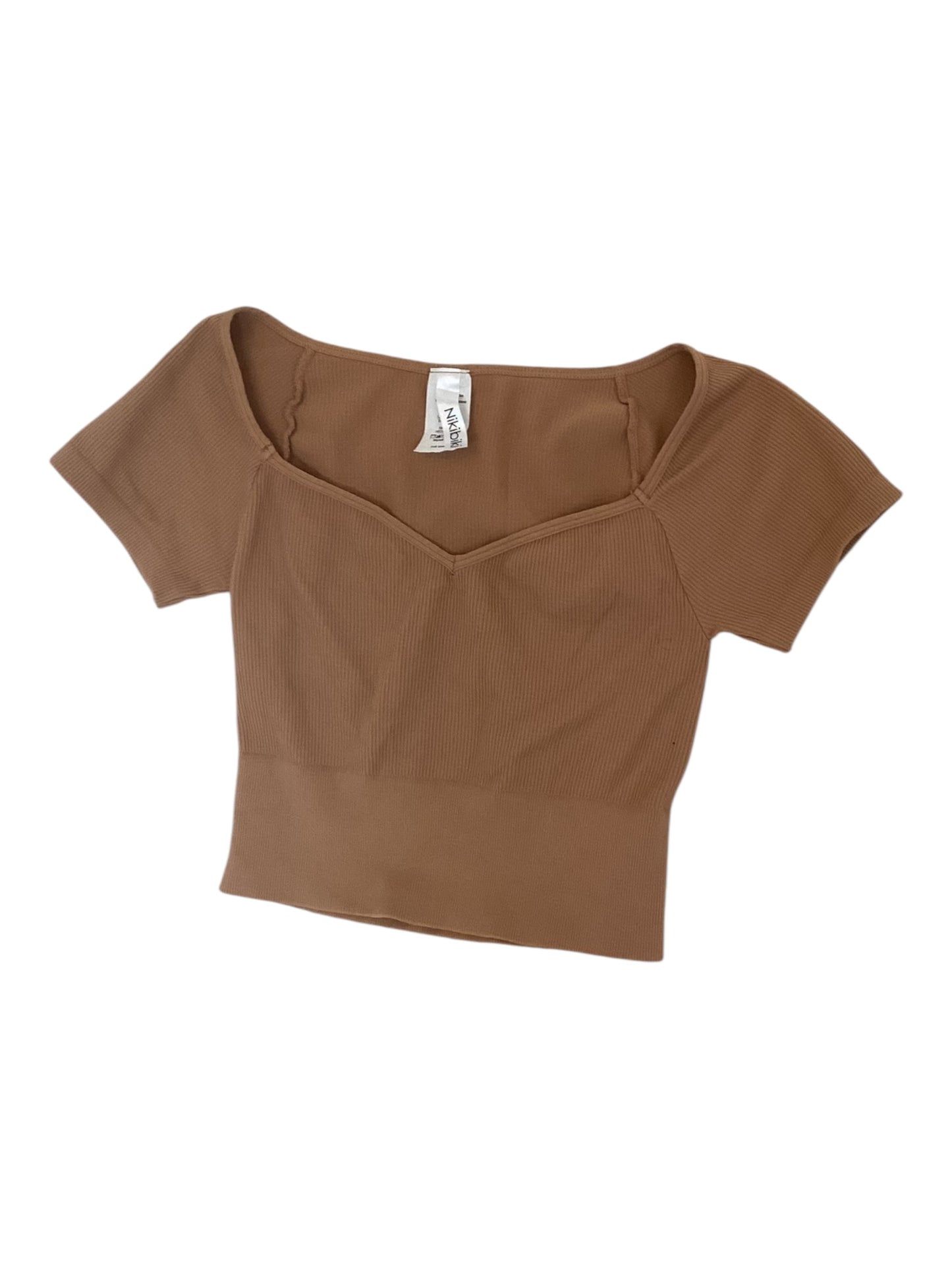 Nikibiki Herringbone Crop Top Women’s Seamless Stretch Knit Tank | Ribbed Textured Layering Top Size Small