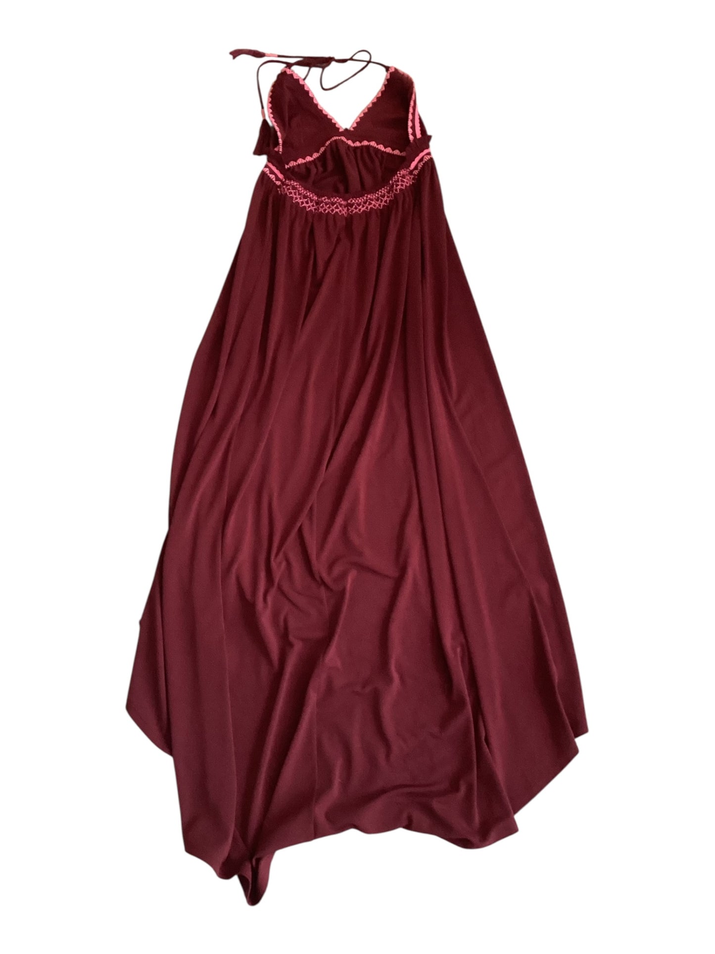 Express Maroon Pink Embroidered Hi-Lo Halter Maxi Dress Women’s Size XS
