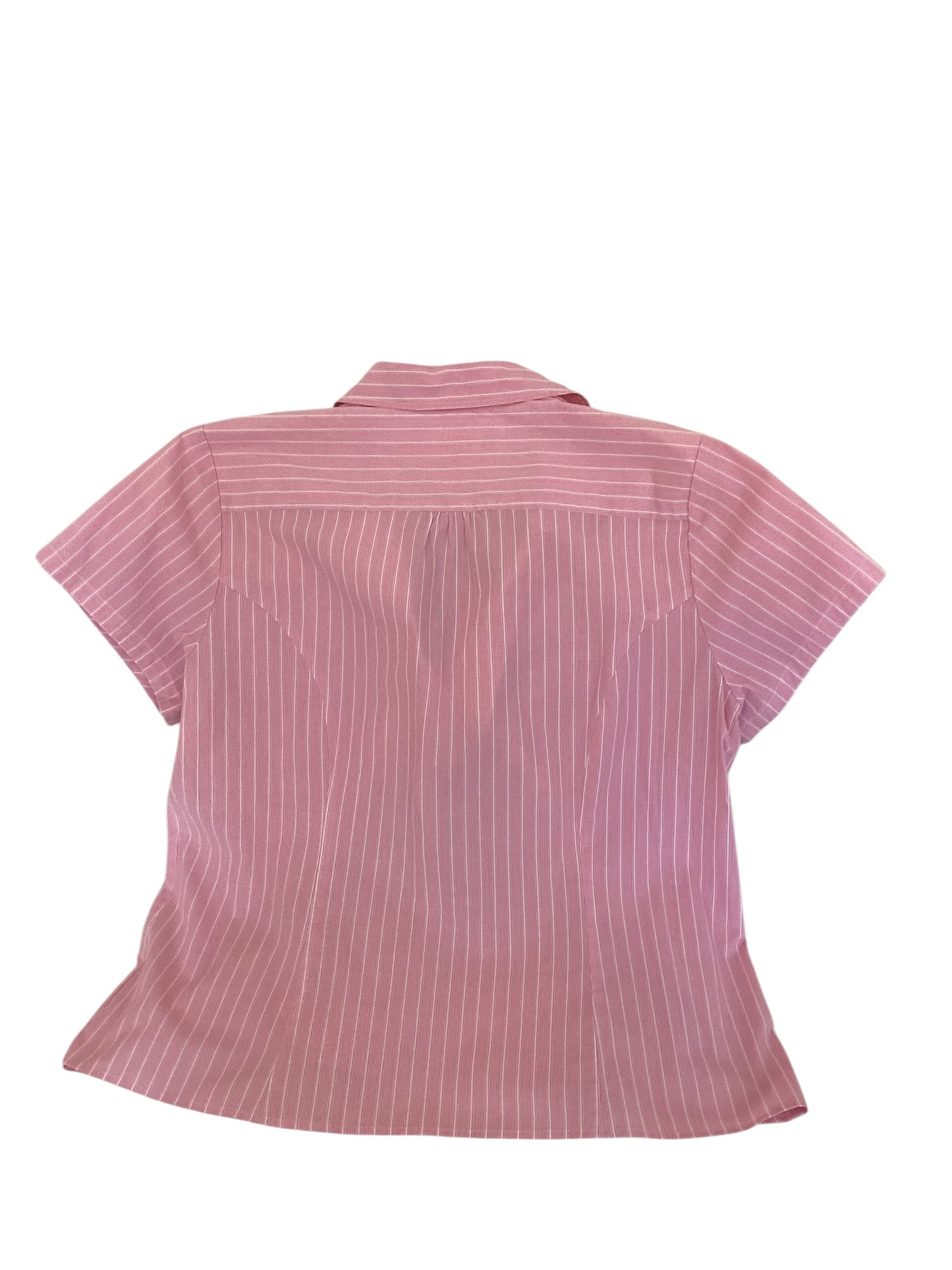 Riders by Lee Women’s Pink & White Striped Short Sleeve Button Down Shirt Size Large