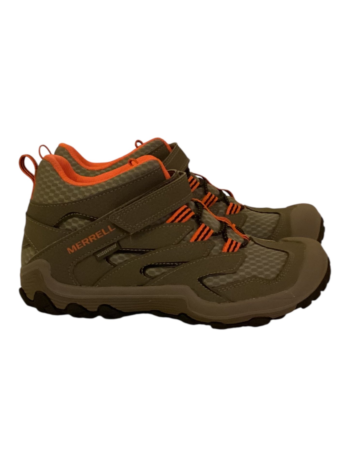 Kids Merrell Chameleon 7 Access Mid WTRPF Hiking Boots – Gray & Orange Unisex Size 3.5 Waterproof Outdoor Shoes