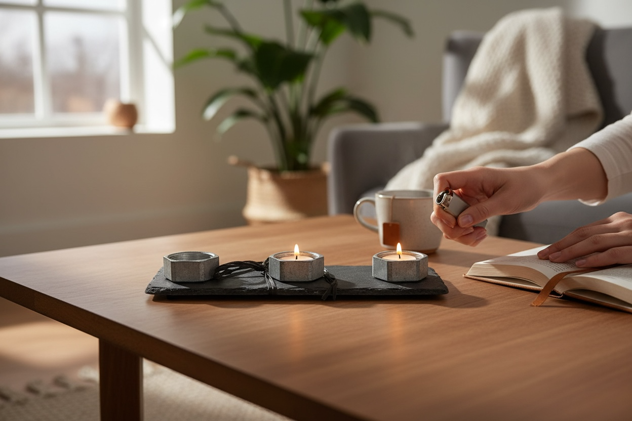 Slated Trio Candle Slate Set – Handcrafted in Dublin, Ireland