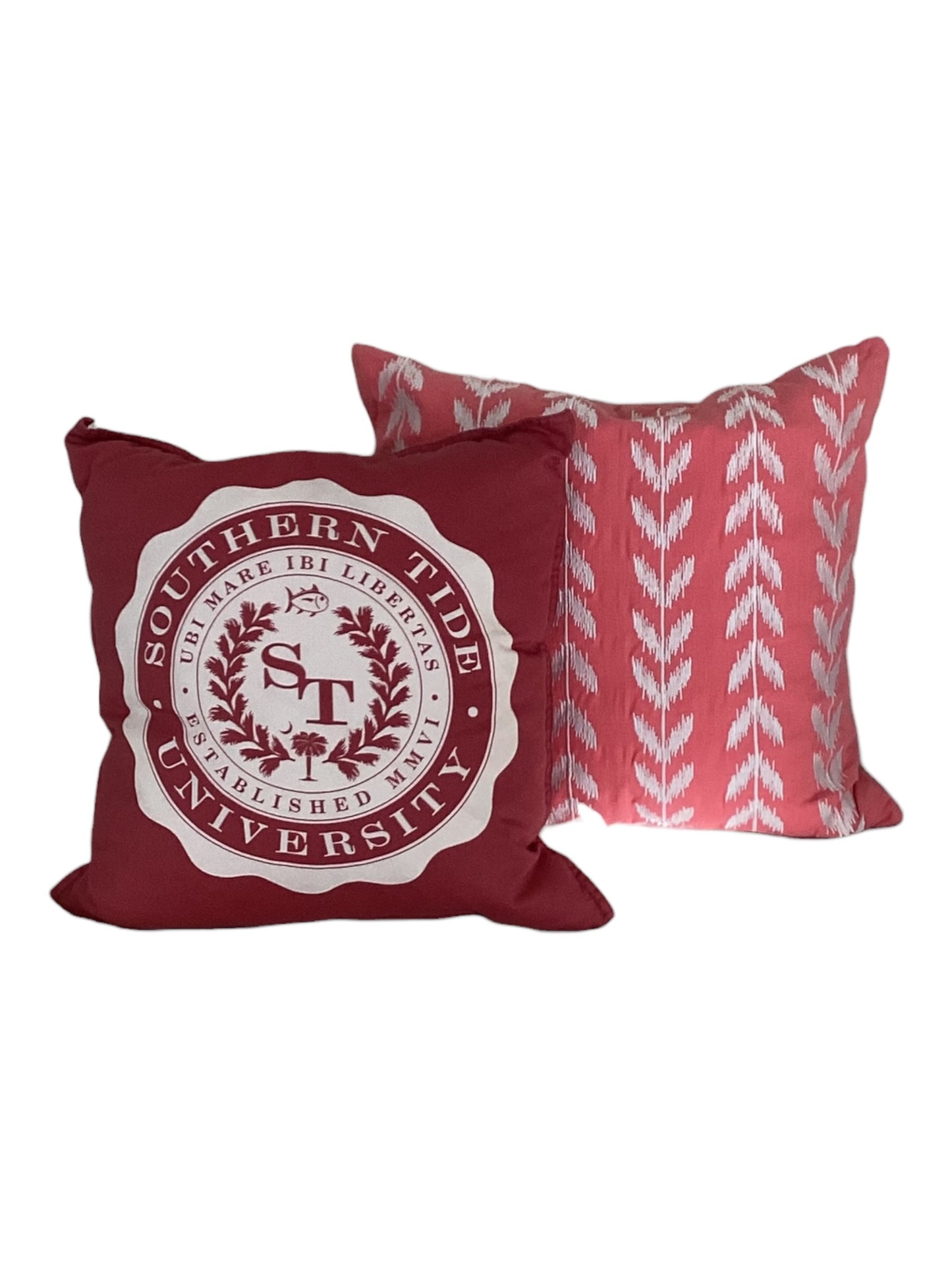 Southern Tide Accent Pillow Set – Pink & Dark Pink Decorative Throw Pillows 18x18 and 16x16 Spring Coastal Home Décor