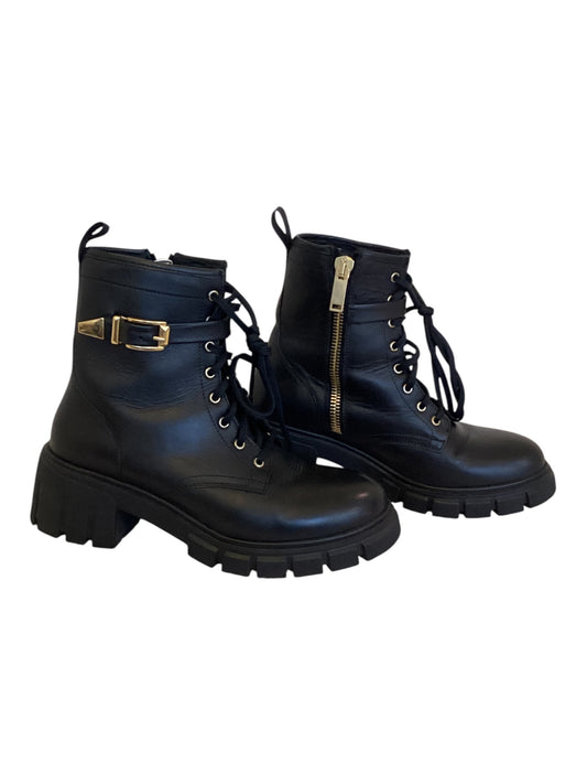 Thursday Boot Company Coda High Heel Zip-Up Boots Women’s Size 9 Black & Gold Premium Leather Ankle Boots