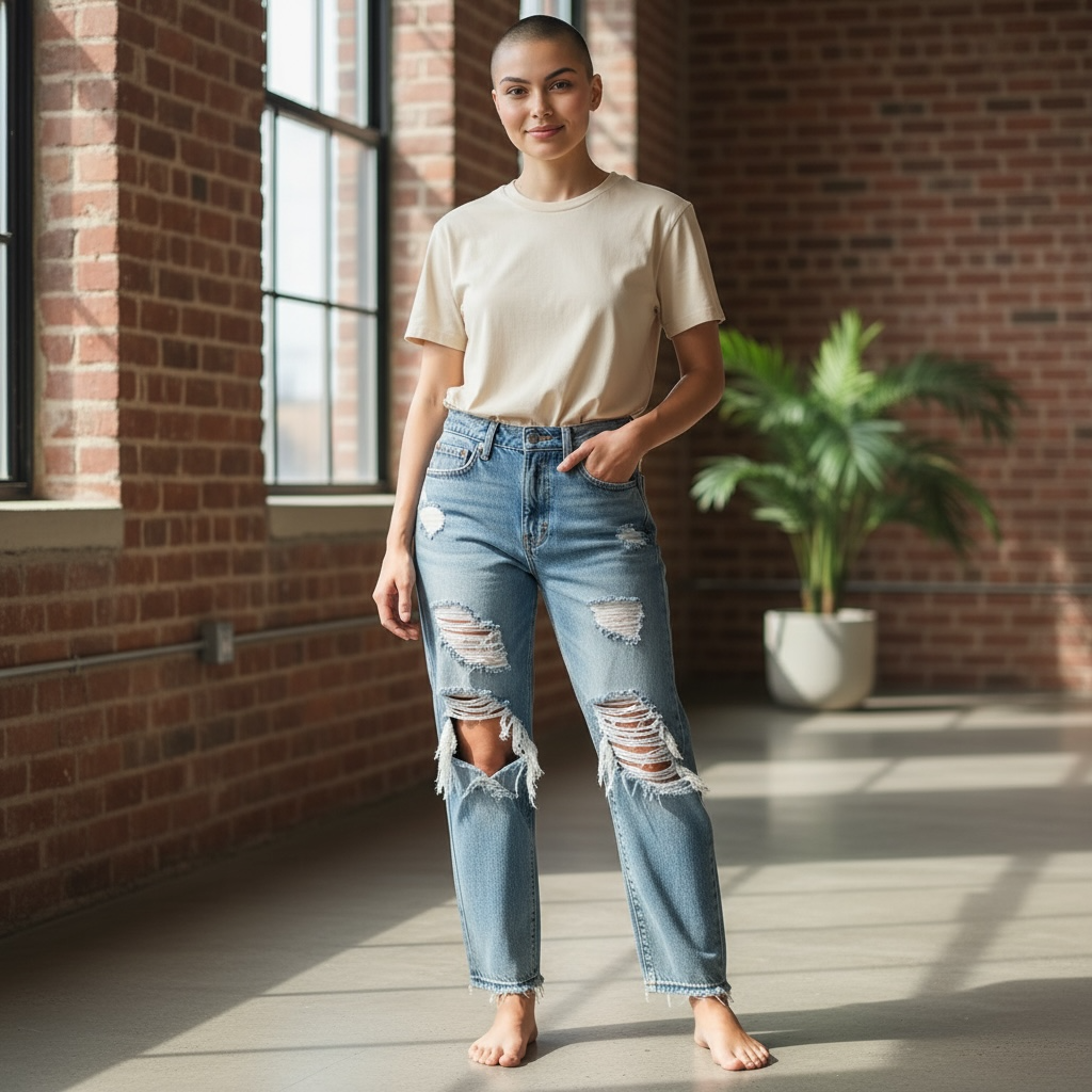 American Eagle Strigid Ripped Mom Jeans Women’s Size 4 Short